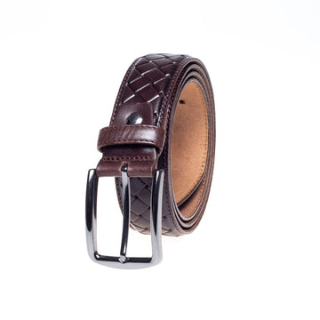 Brown leather weave belt